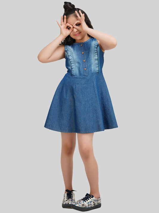 Girls Denim Fit & Flare Dress