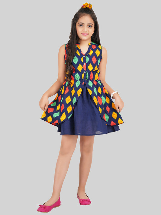 Girls Print Crepe Fit & Flare Dress