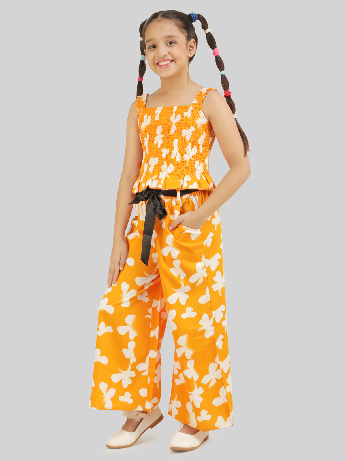 Girls Printed Top & Palazzos Co-Ord Set