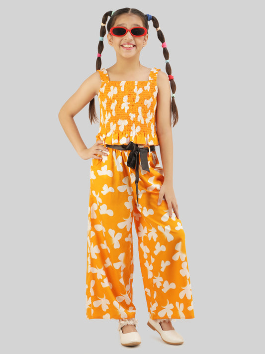 Girls Printed Top & Palazzos Co-Ord Set
