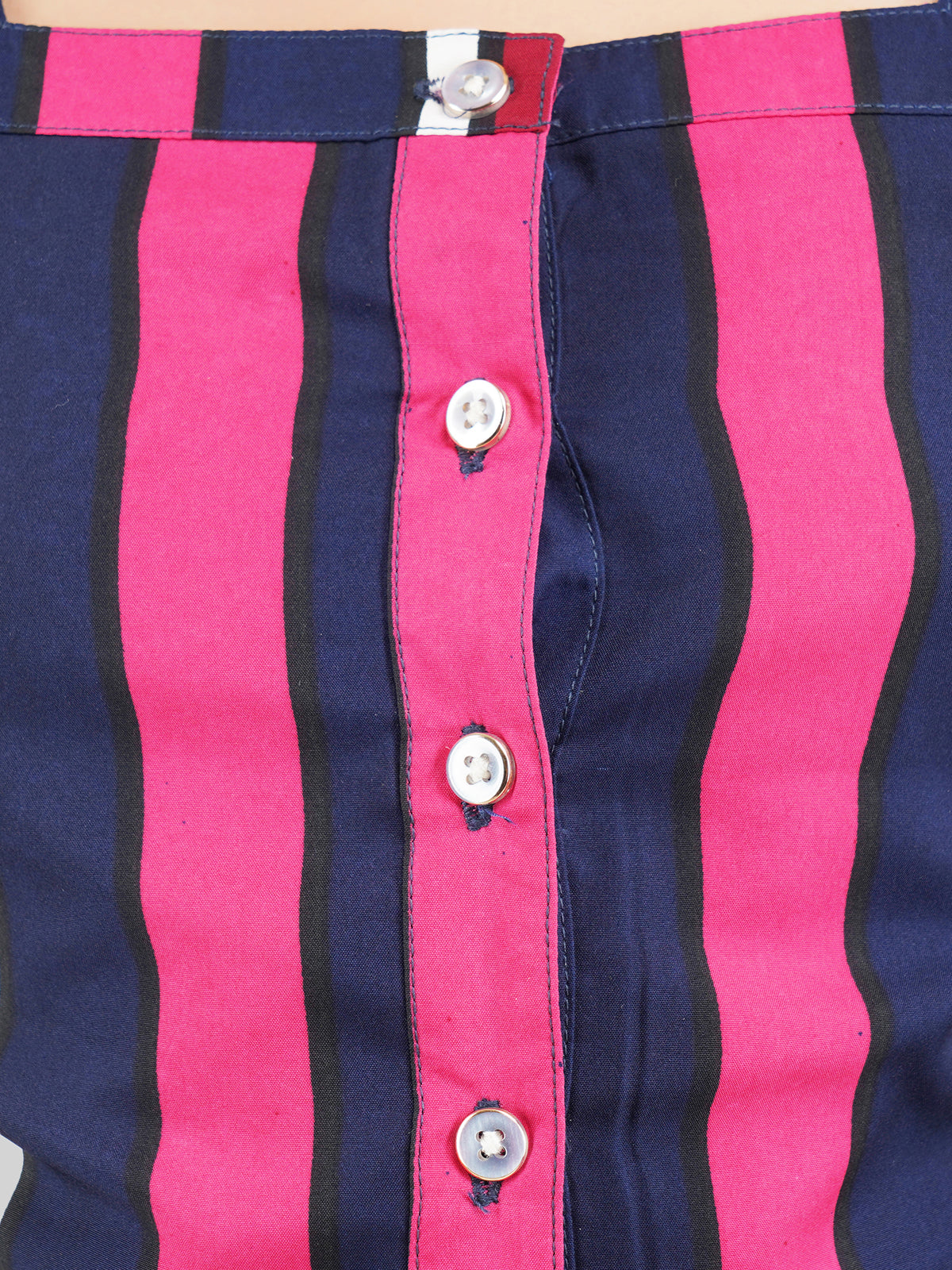Girls Striped Square Neck Top & Trousers Co-Ord Set