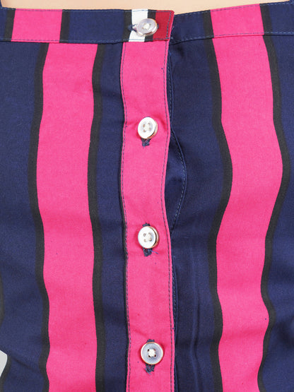 Girls Striped Square Neck Top & Trousers Co-Ord Set