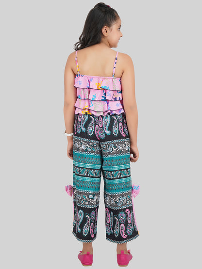 Girls Printed Top & Palazzos