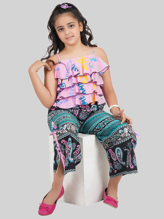 Girls Printed Top & Palazzos