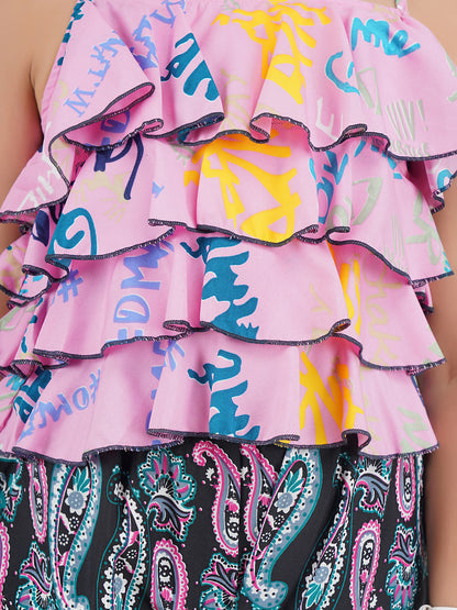 Girls Printed Top & Palazzos