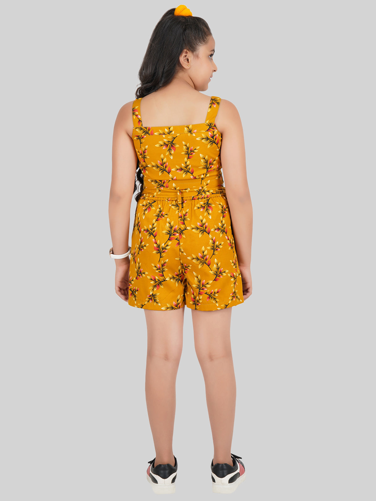 Girls Printed Sleeveless Top & Shorts Co-Ord Set