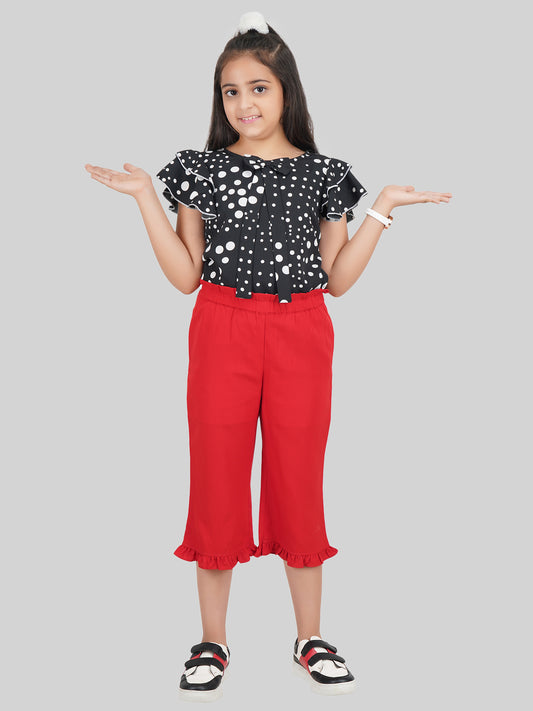 Girls Printed Top & Capris Co-Ord Set