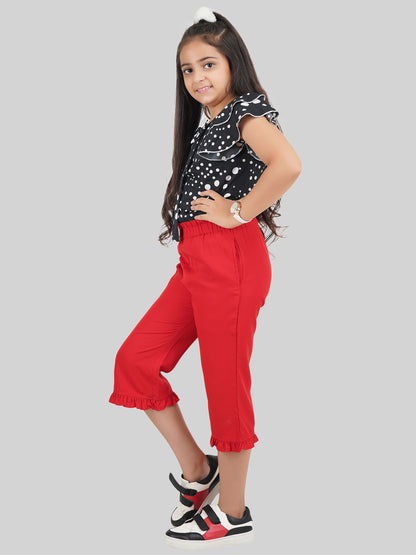 Girls Printed Top & Capris Co-Ord Set