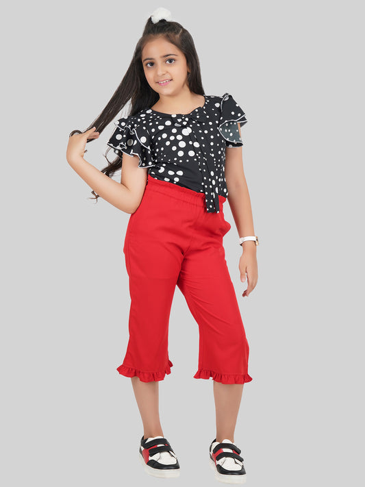Girls Printed Top & Capris Co-Ord Set