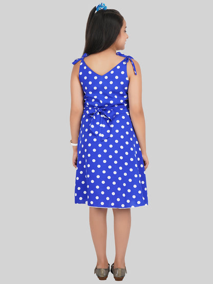 Girls Polka Dot Printed Ruffled Fit & Flare Dress
