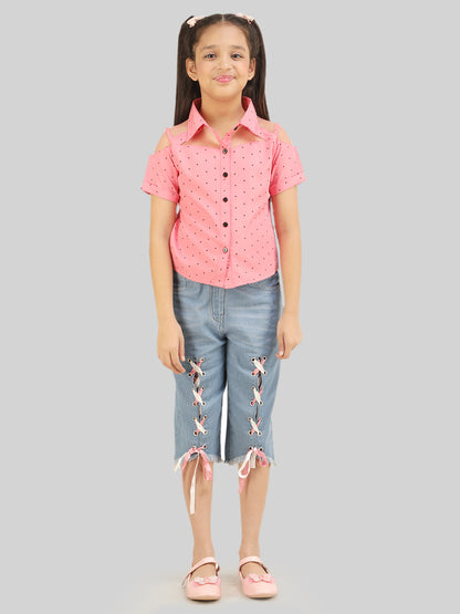 Girls Printed Shirt & Capri Co-Ord Set
