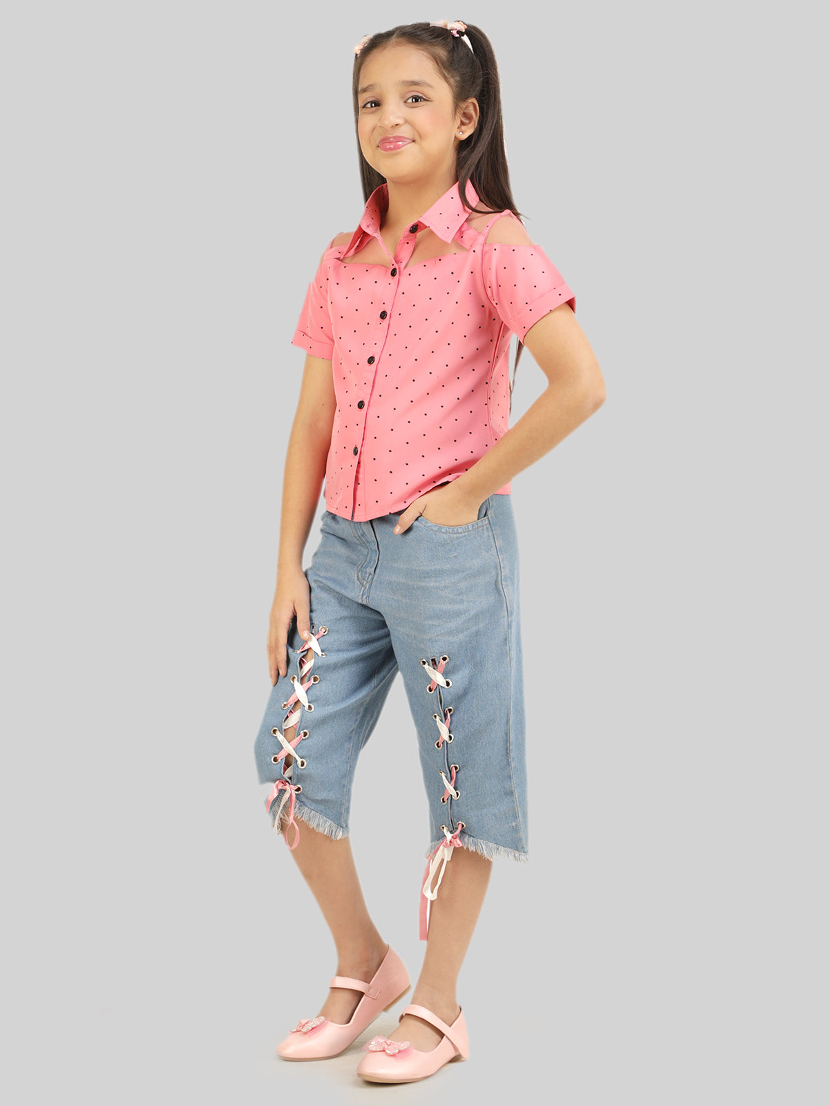 Girls Printed Shirt & Capri Co-Ord Set