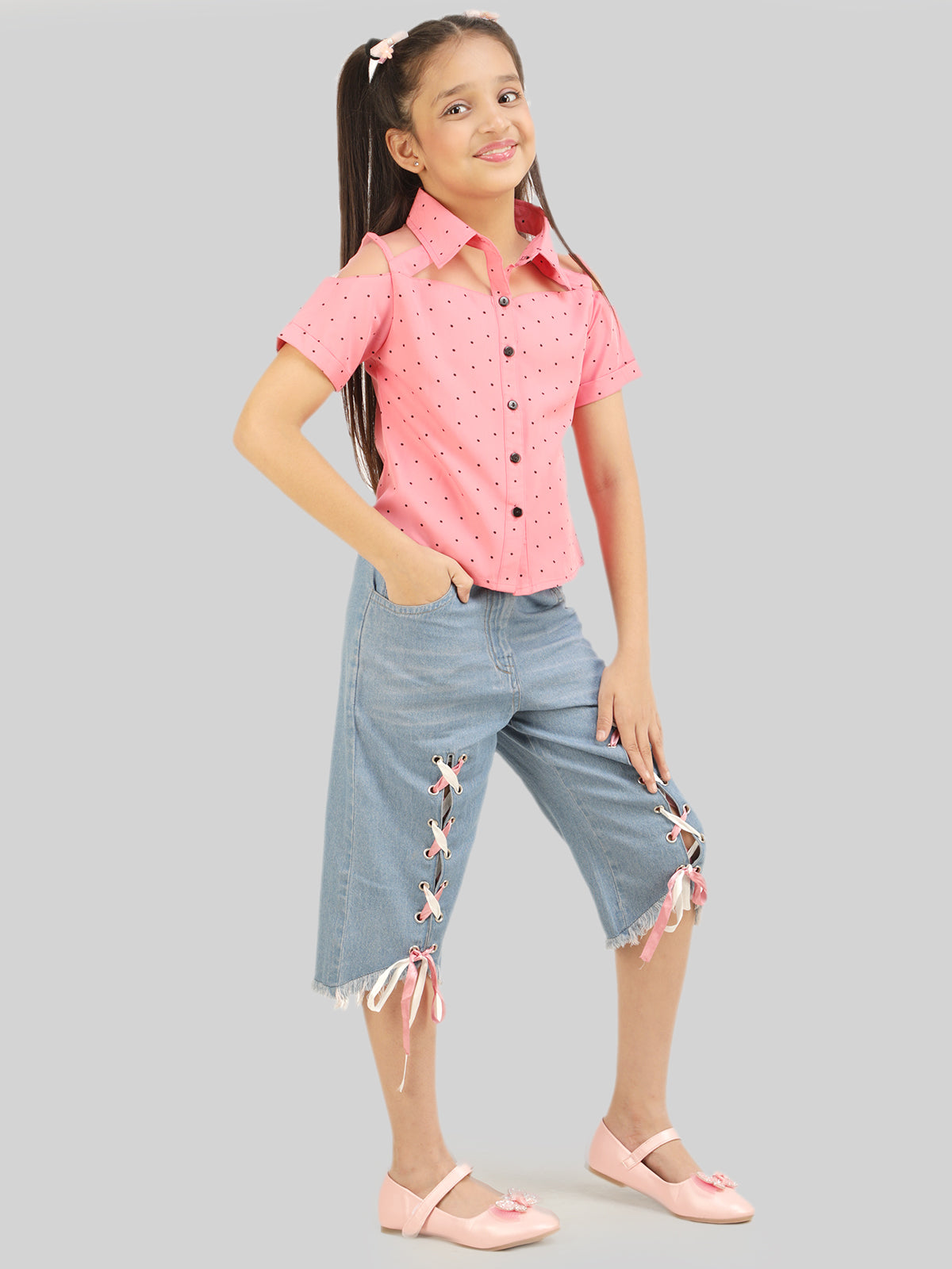 Girls Printed Shirt & Capri Co-Ord Set