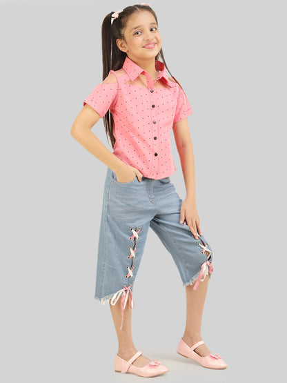 Girls Printed Shirt & Capri Co-Ord Set