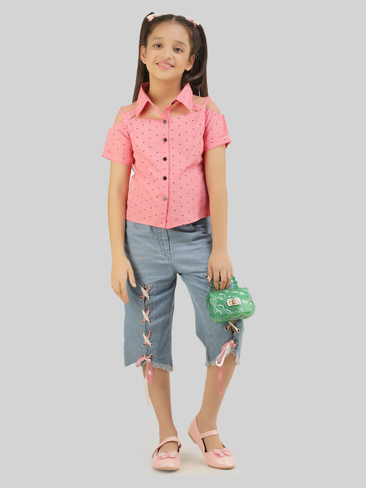 Girls Printed Shirt & Capri Co-Ord Set