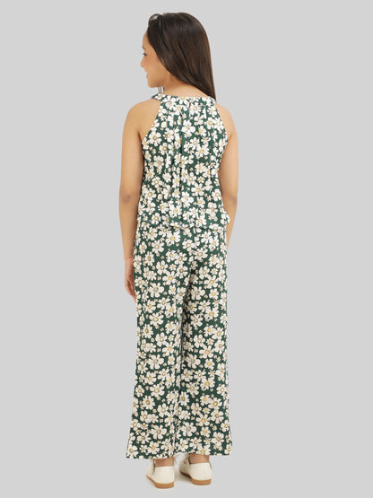 Girls Printed Sleeveless Top & Trousers Co-Ord Set