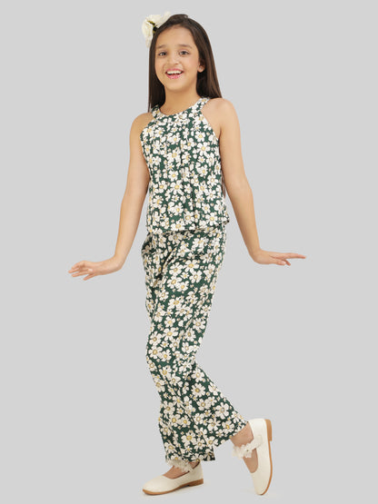 Girls Printed Sleeveless Top & Trousers Co-Ord Set