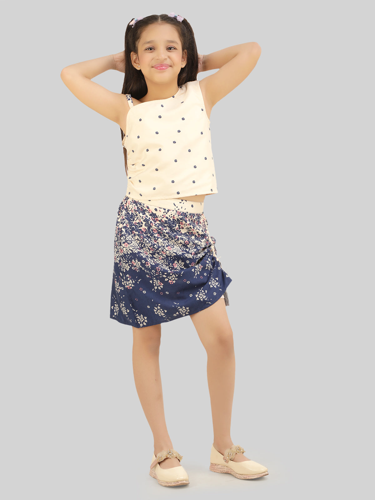 Girls Printed Top & Skirt Co-Ord Set