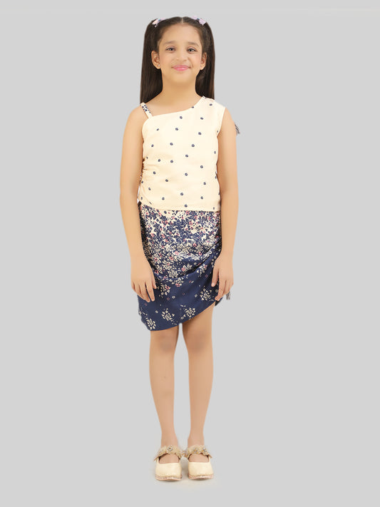 Girls Printed Top & Skirt Co-Ord Set