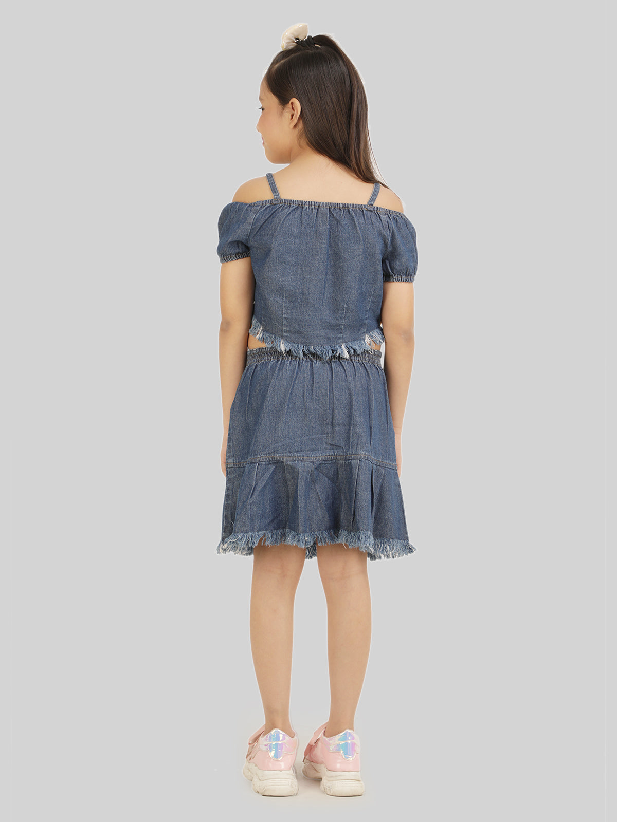 Girls Denim Top & Skirt Co-Ord Set