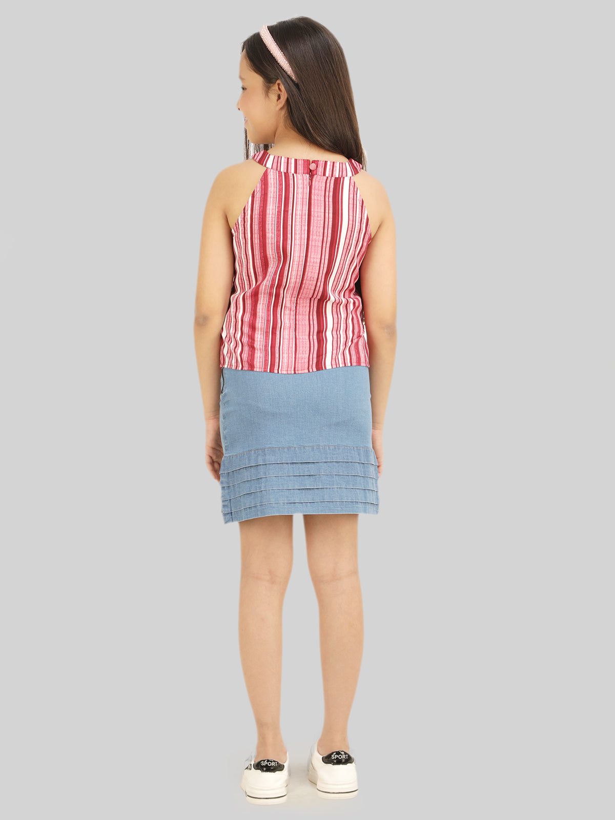 Girls Striped Top & Skirt Co-Ord Set