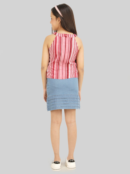 Girls Striped Top & Skirt Co-Ord Set