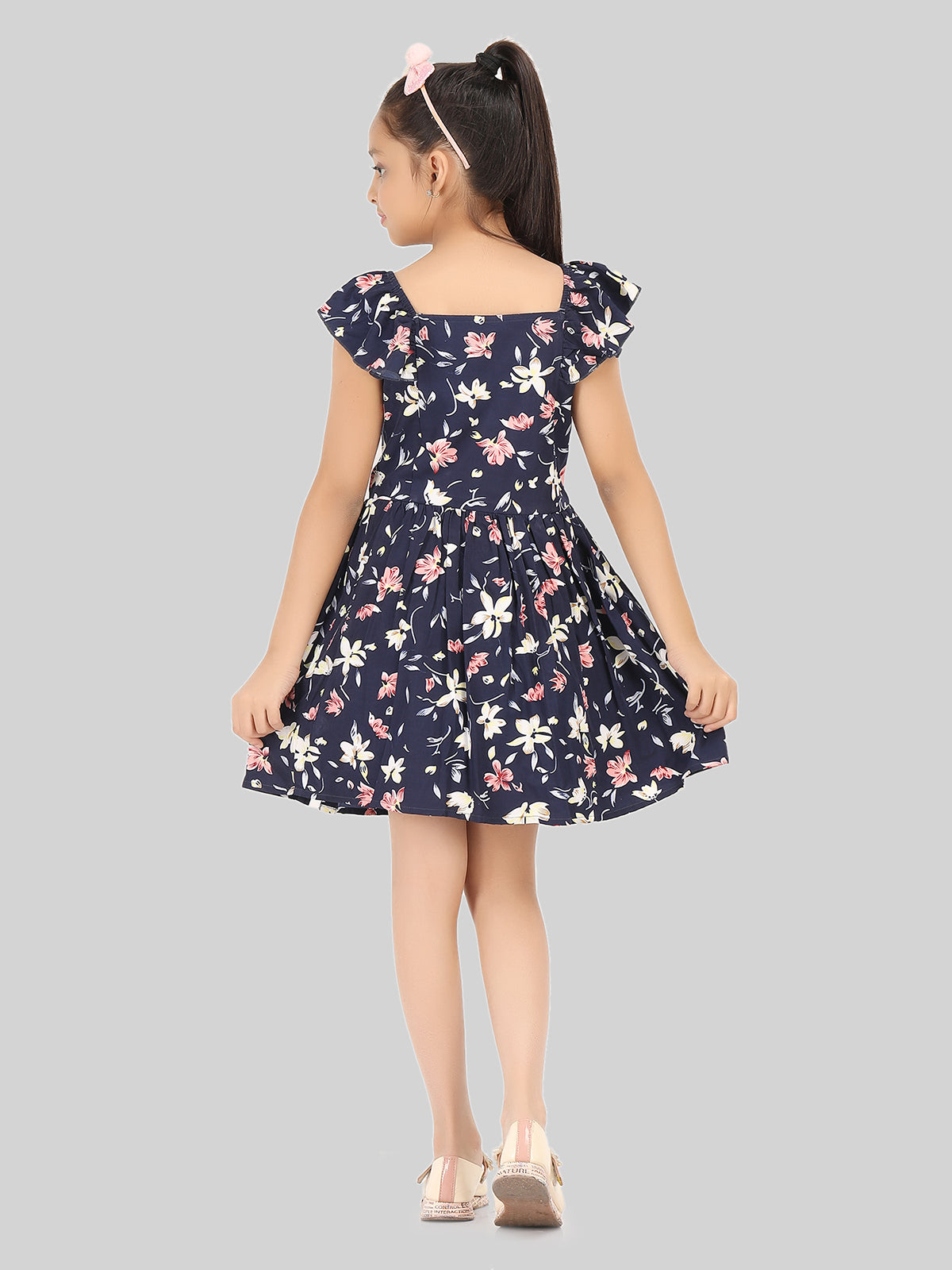 Girls Floral Print Fit & Flare Dress