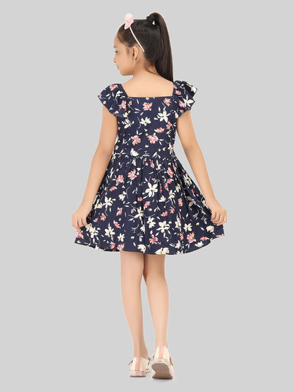 Girls Floral Print Fit & Flare Dress