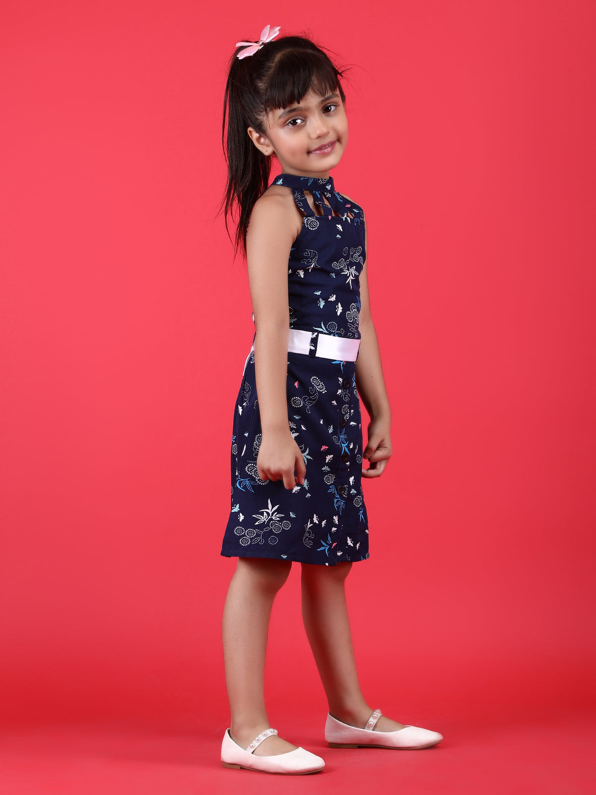 Girls Mock Neck A-Line Dress
