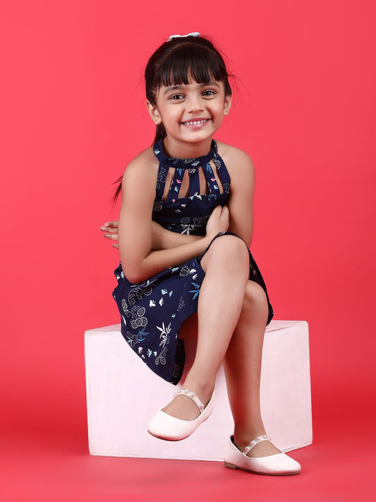 Girls Mock Neck A-Line Dress