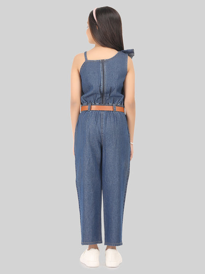 Girls Denim Jumpsuit with Belt