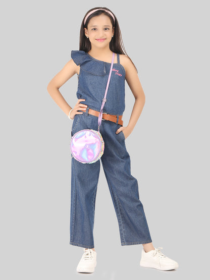 Girls Denim Jumpsuit with Belt