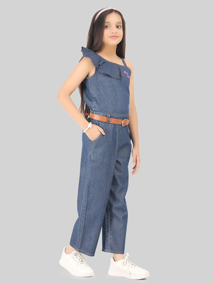 Girls Denim Jumpsuit with Belt