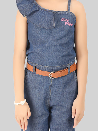 Girls Denim Jumpsuit with Belt