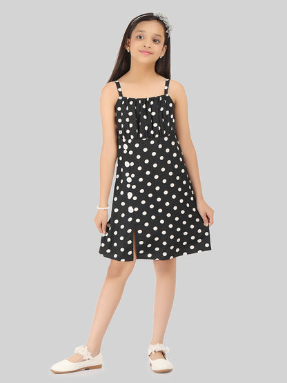 Girls Polka Dot Print Layered A-Line Dress