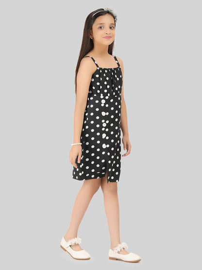 Girls Polka Dot Print Layered A-Line Dress
