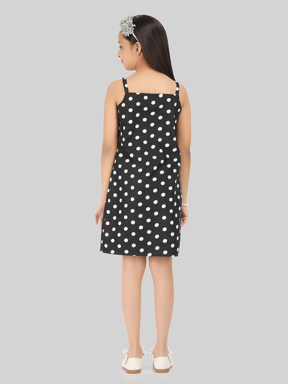 Girls Polka Dot Print Layered A-Line Dress