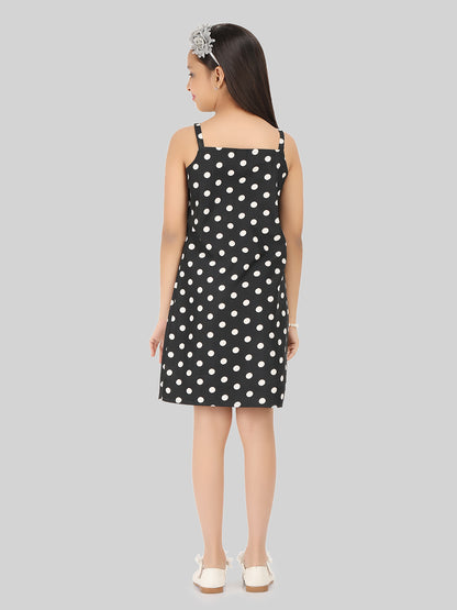 Girls Polka Dot Print Layered A-Line Dress