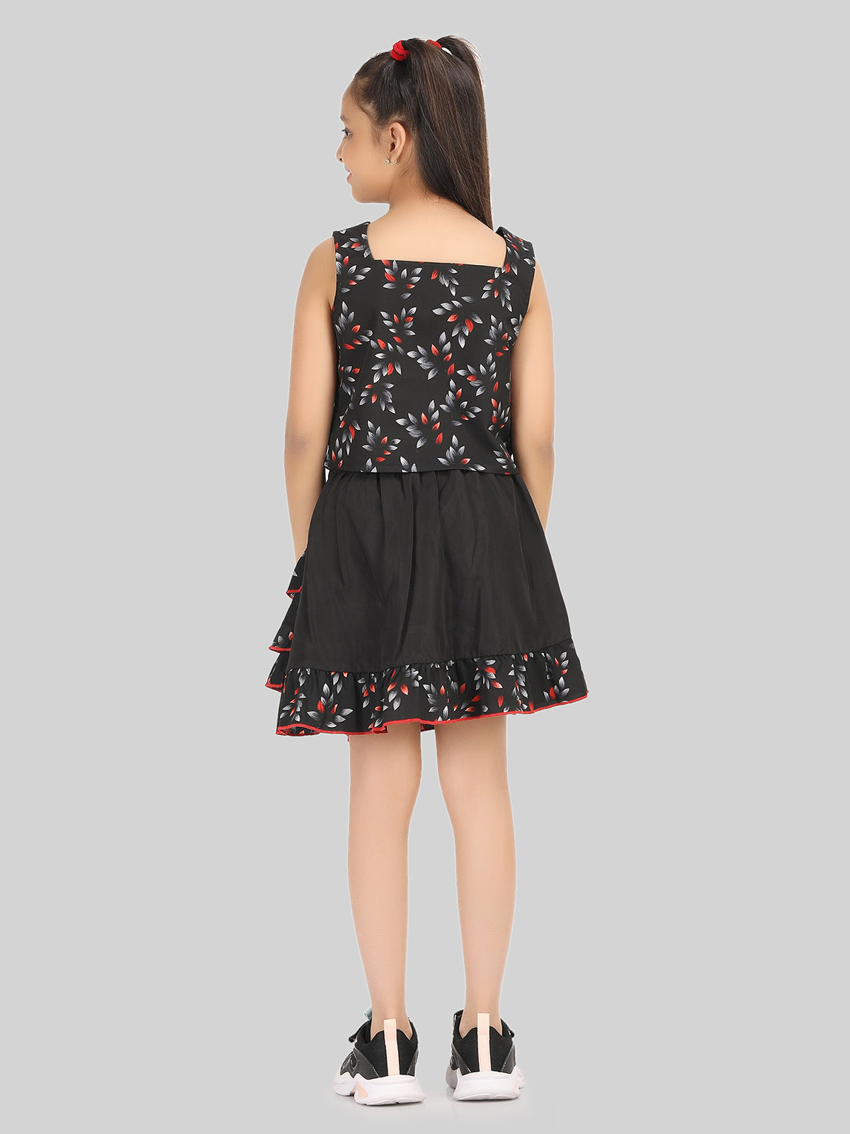 Girls Printed Sleeveless Top & Skirt Co-Ord Set