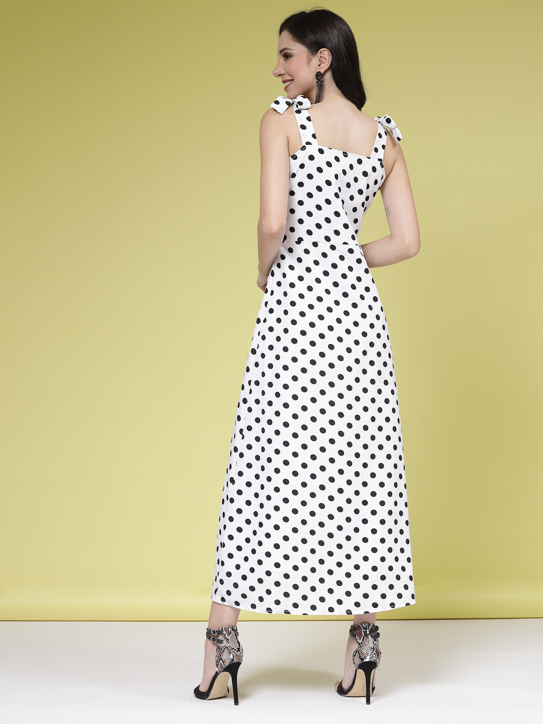 Women’s Polka Dot Printed A-Line Maxi Dress