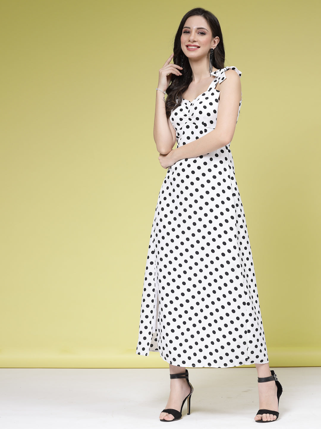 Women’s Polka Dot Printed A-Line Maxi Dress