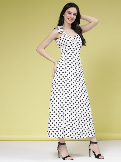 Women’s Polka Dot Printed A-Line Maxi Dress