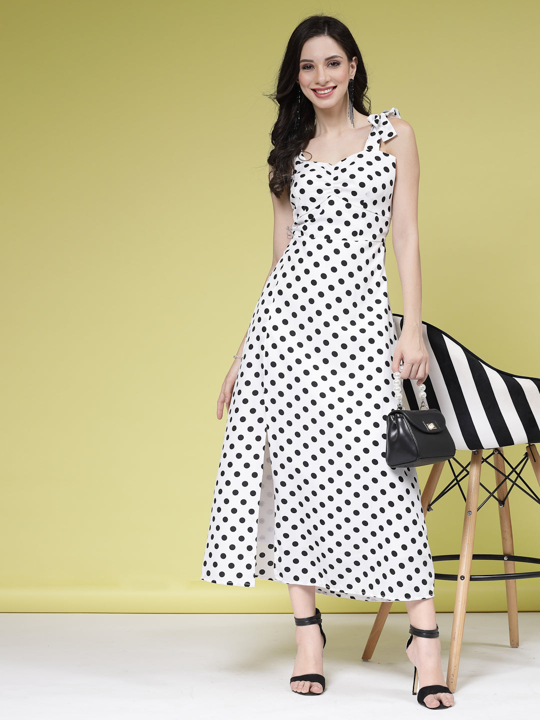 Women’s Polka Dot Printed A-Line Maxi Dress