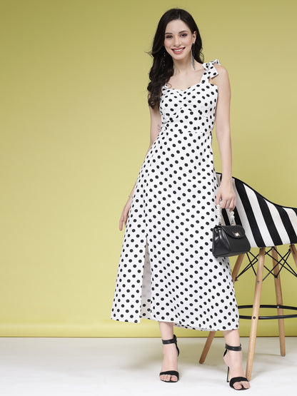 Women’s Polka Dot Printed A-Line Maxi Dress