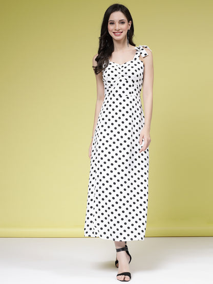 Women’s Polka Dot Printed A-Line Maxi Dress