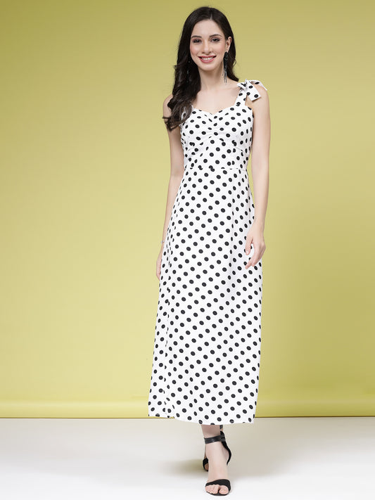 Women’s Polka Dot Printed A-Line Maxi Dress