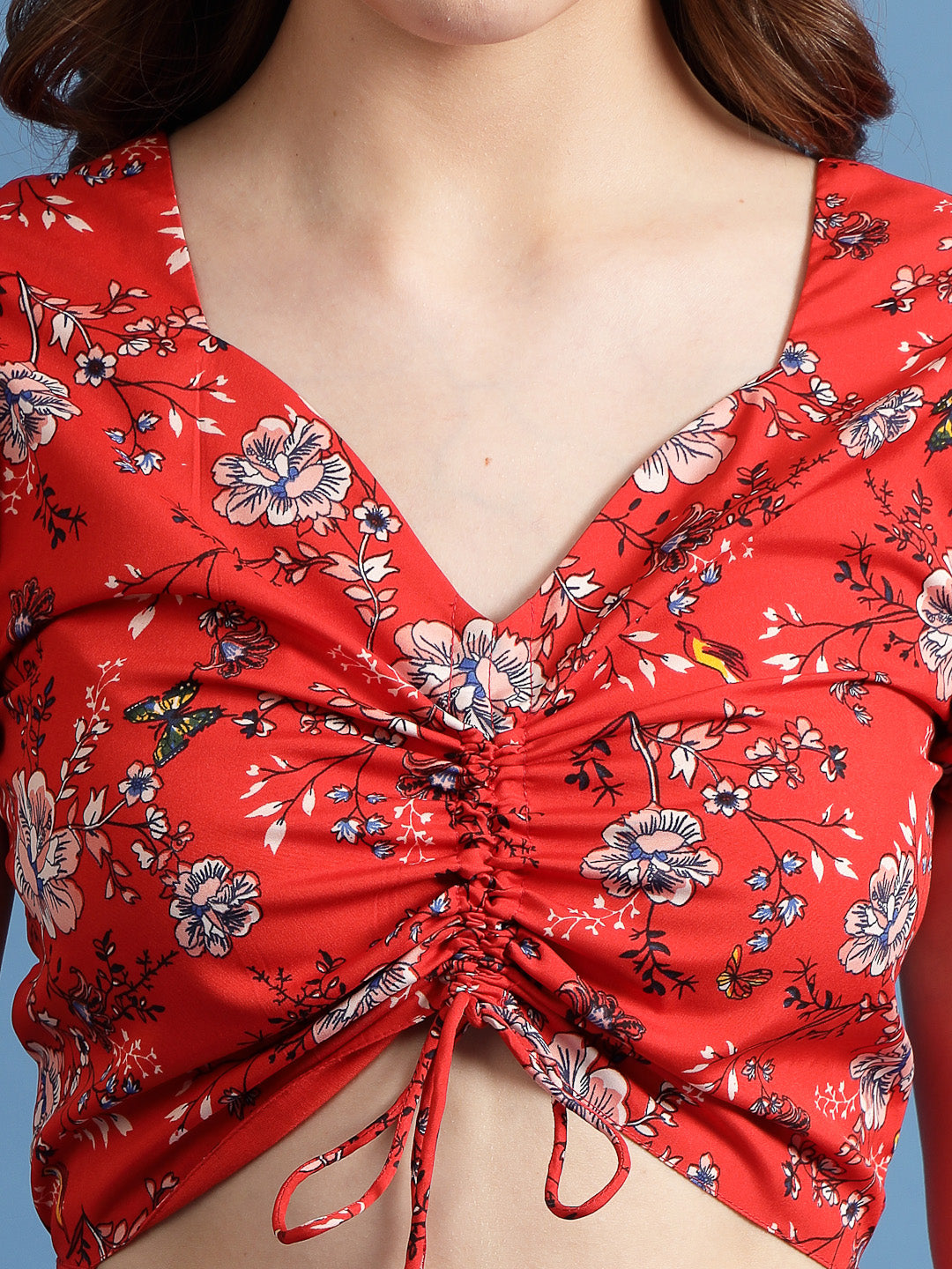 Women’s V-Neck Floral Print Puff Sleeve Fit & Flare Dress