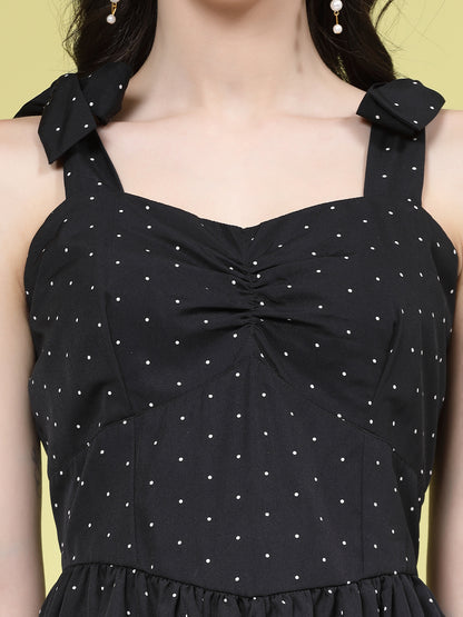Women’s Polka Dot Print Layered Fit & Flare Dress