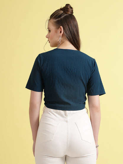 Women’s Solid Tie-Up Neck Top