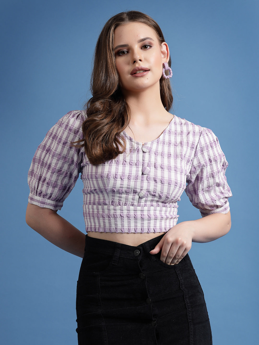Women’s Abstract Printed Round Neck Top